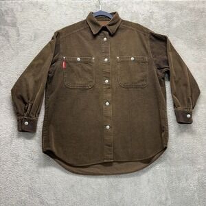 Vintage Unionbay Shirt Mens Small Brown Long Sleeve Collared Corduroy Y2K